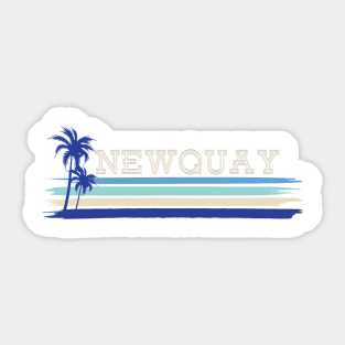 Newquay Cornwall UK Seaside Holiday Retro Surf Palm Tree stripe Sticker